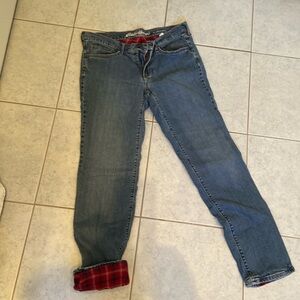 Eddie Bauer flannel lined jeans.